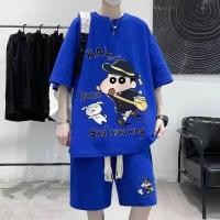ราคา Hanlu เสื้อยืดผู้ชาย ชุดสูทกางเกงขาสั้นแขนสั้นสำหรับผู้ชายชุดสูทกีฬาพิมพ์ลายการ์ตูนแฟชั่นย้อนยุคฤดูร้อน (21286007468)