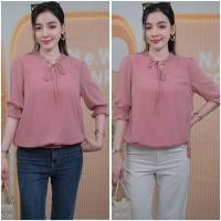 ราคา Chanan 2สี 2ลาย เสื้อชีฟองเนื้อทราย นิ่มผิว มีซับในอย่างดี ดีเทลผูกโบว์ เสื้อใส่ทำงานใส่เที่ยว รุ่น0086 (22141360211)