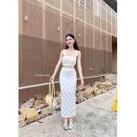 ราคา G งานเซต 2 ชิ้น เสื้อเกาะอก กระโปรง ผ้ายืดลายหัวใจ (20105345918)