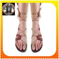 ราคา ส่งเร็วพิเศษ รองเท้าถักสาน รองเท้าเชือกถักพันข้อยาว22 5นิ้ว 56 ซม รองเท้าสานรัดส้น รองเท้าแตะสาน สีน้ำตาลแดง ชา ครีม ใส่สวยพื้นยางไม่ลื่นP227 (4522956877)