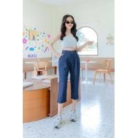 ราคา กางเกงยีนส์ขาเดฟ5ส่วน เก็บทรงเก็บต้นขา ตกแต่งปลายขาพับ ผ้ายีนส์ฟอก เนื้อผ้านิ่มใส เอวฟรีไซส์มียางยืดด้านหลัง เอว28 35 สะโพก42 (19493428940)