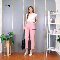 ราคา 8801 กางเกง 8 ส่วน ทรงสแล็ค S 3XL กระบอกเล็ก ผ้าเปเป้ เอวสูง (18948529227)