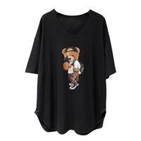 ราคา CODjoxhz895 Oversize Women เสื้อยืดคอกลม แขนสั้น พิมพ์ลาย ทรงหลวม โอเวอร์ไซซ์ พลัสไซซ์ 40 150 กก (19399558090)