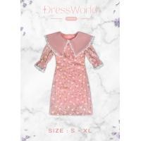 ราคา S XL 9441 งานป้าย Dress World เดรสสั้นลายดอก แขนศอก ปกใหญ่ แต่งลูกไม้ สวยสดใสต้องมีน๊าาา (21817502035)