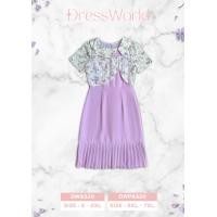 ราคา S 7XL 9320 งานป้าย Dress World เดรสสั้นคอบัว แต่งกั๊กลายดอก ชายพลีท เรียบหรูดูแพง น่าร๊าก (21889717531)