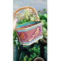ราคา ตะกร้าหวาย ทรงแปดเหลี่ยมลายนกสีม่วง ใบใหญ่ไซส์L (21242056554)