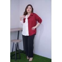ราคา สินค้าปัง เสื้อเชิ้ตทูโทน oversize แขนยาว สลับสี ไซส์ใหญ่ plussize oversize (22172667650)