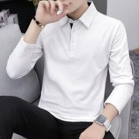 ราคา Xiahan เสื้อยืดแขนยาวผู้ชายเสื้อโปโลคอปกสีดำแท้ลำลอง (14669085055)