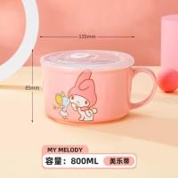 ราคา ชามเซรามิค มีหู Sanrio แท้ พร้อมฝาปิด 800ml เข้าไมโครเวฟได้ ชามมาม่า ถ้วยมาม่า ลายการ์ตูน ซานริโอ้ (20903224111)