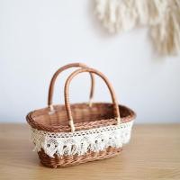 ราคา JIANZ หวายธรรมชาติสำหรับตกแต่ง ตะกร้าหวายลูกไม้พู่ ทอมือ พร้อมที่จับ ตะกร้าใส่ของ ตะกร้าปิกนิก สไตล์ญี่ปุ่นแบบ ตะกร้าใส่ดอกไม้ แต่งงานในงานแต่งงาน (22290432585)
