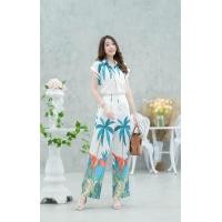 ราคา set 2 ชิ้น เสื้อปกเชิ้ตแขนเบิ้ลลายต้นมะพร้าว กางเกงขายาว ชุดเซ็ท ชุดเซต (22144435935)