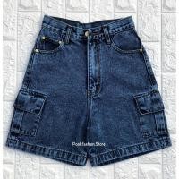 ราคา กางเกงยีนส์ขาสั้น ทรงคาร์โก้ ผ้าไม่ยืด เอวสูง สีสโนว์ดำ และสีสโนว์ฟ้า มีไซส์ S XXL (22089763225)