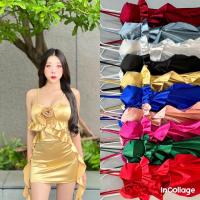 ราคา W ชุดพีอาร์ เดรสเกาะอก ผ้าซาติน เสริมฟองน้ำ ทรงสวย (22158723403)