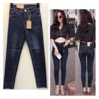 ราคา กางเกงยีนส์ ขาเดปผ้ายืด ทรงสวย งานเป๊ะ ปั๊วะมากแม่ งานป้าย Jeans House สีเข้มปลายตัด (18077144280)