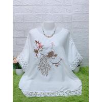 ราคา เสื้อผ้าผู้หญิง ผ้าลินินปักลายสวยๆ รอบอก48 50 52 54 56 ผ้าไม่บาง ติดมุกสวยๆลายปักสวยดูดี (15088986541)