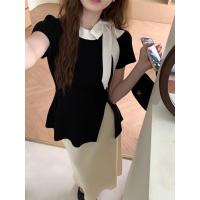 ราคา Zero shop พร้อมส่ง 18CX79 เสื้อยืดไหมพรม คอกลม แขนสั้น ดีเทลปลายปล่อย โบว์ผูก (21946930374)