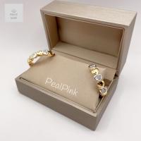 ราคา ต่างหูห่วงขนาดกลางรูปหัวใจประดับเพชรสลับทอง ขนาดห่วง 2 5cm (22548180810)