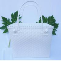 ราคา กระเป๋าสาน ตะกร้า ตระกร้าสานเส้นพลาสติก โทนสีขาว หลายขนาด หลายทรง (9657007732)
