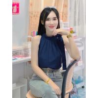 ราคา เสื้อแฟชั่น แขนกุด คอผูกโบว์ ผ้าใส่สบาย ใส่งานแต่ง (21041450940)