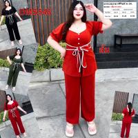 ราคา ชุดเซต สาวอวบ แฟชั่น เสื้อ กางเกงขายาว ผ้าวูลเวฟ ชุดเซท 2XL 3XL เสื้อผ้าคนอ้วน เสื้อผ้าสาวอวบ 2 ชิ้น DMS548 (21398654616)