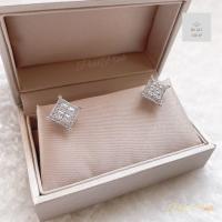 ราคา ต่างหูเพชรสี่เม็ดทรงเหลี่ยมล้อมเพชร ไซต์ประมาณ1cm (21493820624)