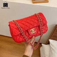 ราคา Pursuit of Purse กระเป๋าสะพายกระเป๋าผู้หญิงแบบใหม่กระเป๋ารูปสี่เหลี่ยมขนมเปียกปูนที่มีพื้นผิวเรียบง่ายและทันสมัยกระเป๋าสี่เหลี่ยมขนาดเล็กที่มีสายโซ่สะพายไหล่เดียวสไตล์ชาแนล (22191065615)
