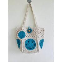 ราคา กระเป๋าถักเชือกฟอกแต่งหน้ายิ้มสีด้าน (22172024643)