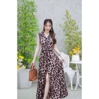 ราคา เดรสปกเชิ้ตแขนกุด ลายเสือติดกระดุมสีดำด้านหน้าแหวกได้ มีโบว์ผูกเอว ปรับระดับเอวได้ ชุดเดรสแฟชั่นBy FinverFashion (22249461383)