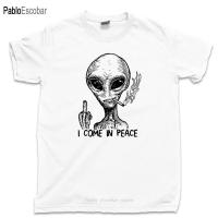 ราคา HOT ใหม่ เสื้อยืดลําลอง แขนสั้น พิมพ์ลาย Alien I Come In Peace Ufo Area 51 Roswell Spaceship คุณภาพสูง สําหรับผู้ชาย (20456565862)