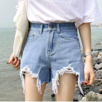 ราคา กางเกงยีนส์ขาสั้น กางเกงยีนส์เอวสูง กางเกงยีนส์ขาสั้นขาดๆ กางเกงแฟชั่นสไตล์เกาหลี (9771037348)