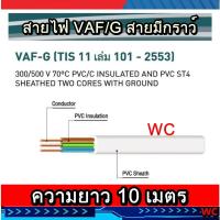 ราคา ขาย10เมตร ตัดแบ่ง สายกราว์ สาย3แกน สายไฟVAF G 2x2 5 2 5 ยี่ห้อ PKS สายคู่แบนสีขาว3แกนVAF G 2 5 สายไฟสามเส้น สายลงดิน (21084025825)
