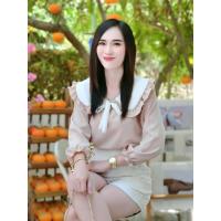 ราคา เสื้อคอบัว สีพาลเทล ผูกโบว์น่ารักๆ (21679201476)