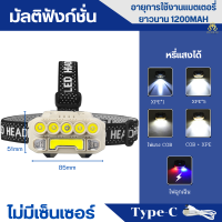 ราคา ไฟฉายคาดหัวแท้ เซ็นเซอร์ ไฟฉายแรงสูง Outdoor headlamp วิ่งเทรล เดินป่า ไฟฉายคาดศีรษะ กระพริบหลายสี ชาร์จไฟType C กันน้ำ (22352697830)