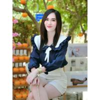 ราคา เสื้อคอบัว สีพาลเทล ผูกโบว์น่ารักๆ (21679201474)