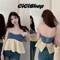 ราคา CICI 2523 เสื้อเกาะอกไหมพรม ผ้าถัก เชือกรูดหน้า ปล่อยชายระบาย สีสวย ผ้านุ่มนิ่มมาก (22496385276)