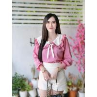 ราคา เสื้อคอบัว สีพาลเทล ผูกโบว์น่ารักๆ (21679201472)