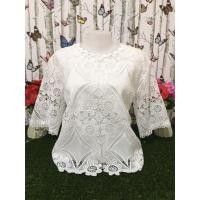 ราคา เสื้อลูกไม้ อก50 52 เสื้อลูกไม้สาวอวบ แขนสามส่วน สาวอวบ รุ่น5205 8118 (22052409301)