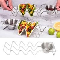 ราคา Taco Stand Stainless Steel 3 Grid V Shaped Glossy Taco Holder Rack for Kitchen Home (22493798279)