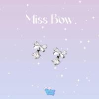 ราคา Fairybaby ต่างหู Miss Bow ต่างหู ขนาดกระทัดรัด น่ารัก รูปโบว์สีเงิน ห้อยตุ้งติ้งเพชร สีขาว เล่นแสง สะดุดตา (21547164683)
