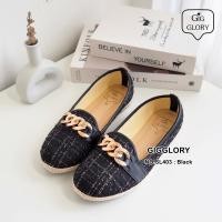 ราคา รองเท้าคัทชูผ้าทวิต แต่งอะไหล่สีทอง NO SL403 (20543941431)