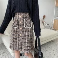ราคา keu d พร้อมส่ง กระโปรงยาวทรางเอ ผ่าหน้า ผ้าทวิต กระเป๋าใช้งานได้ แฟชั่นสาวสวย ไม่ตกเทรน (21490268762)