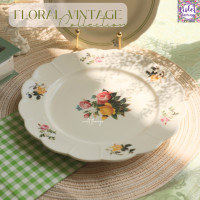ราคา Violet Flamingo จานเซรามิครุ่น Floral Vintage จานลายดอกไม้สไตล์วินเทจ เข้าไมโครเวฟได้ (22419352015)