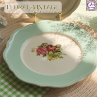 ราคา Violet Flamingo จานเซรามิครุ่น Floral Vintage จานลายดอกไม้สไตล์วินเทจ เข้าไมโครเวฟได้ (22419352013)