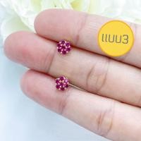 ราคา ต่างหูพลอยแดง พลอยเขียว ขนาด6มิล ขนาดเล็กน่ารัก ต่างหูเพชร 026 (21359533308)