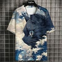 ราคา Samurai Cat เสื้อยืดผู้ชายแฟชั่นญี่ปุ่นแขนสั้นเสื้อยืดขนาดใหญ่ Street สวมใส่สบายๆเสื้อกีฬาชายเสื้อผ้า Tops (22539620758)