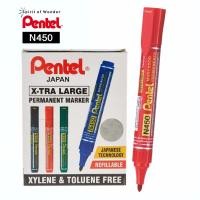 ราคา Pentel ปากกาเคมี ปากกา Permanent เพนเทล N450 เติมหมึกได้ หมึกสีแดง กล่องละ 12 ด้าม (12185390383)