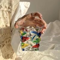 ราคา ถ้วยดื่มน้ำผลไม้เย็นถ้วยน้ำสีรุ้งสำหรับบ้านบล็อกสี Gelas Kaca Warna ถ้วยน้ำถ้วยน้ำดื่มสีรุ้งแบบไม่สม่ำเสมอ (21783827355)