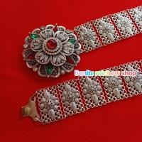 ราคา เข็มขัดชุดไทย ประดับเพชรพลอยหลากสี เครื่องประดับชุดไทย รุ่นเส้นใหญ่ ความยาวเข็มขัด 38 นิ้ว KA0041 (20888751634)