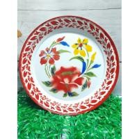 ราคา ถาดกลมเคลือบลายดอกไม้ ขนาด 40 ซม ถาดสังกะสี เคลือบลายงานไทย หนา ถาด (4132784170)