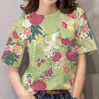 ราคา เสื้อยืดเสื้อยืดแขนสั้น เสื้อคอกลมพิมพ์ลายผู้หญิง เสื้อผ้าลำลองทรงหลวมขนาดบวก (21526857999)